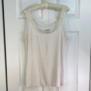 Old Navy Ribbed Cream and Red Polka Dot Camisole with Lace, XL